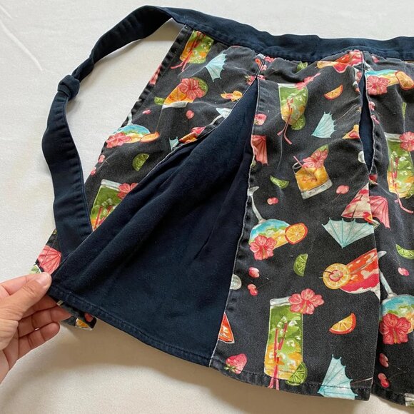 Denim Retro Party Hostess Cocktail Drink Apron Pleated Vintage Clothing - Picture 2 of 6
